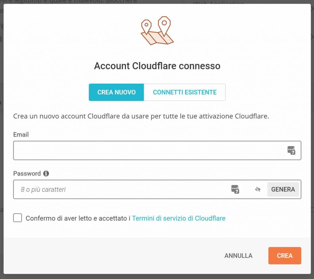 creazione account cloudflare con siteground per su installazione sito wordpress creato da zero