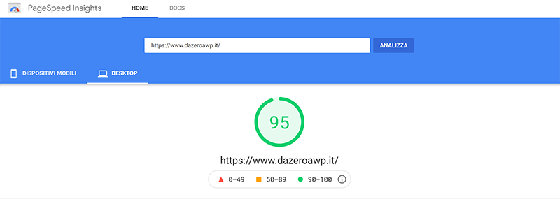 Testare la velocità di un sito web con Page Speed di Google