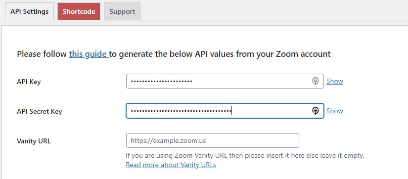 aggiungere le API di Zoom su WordPress